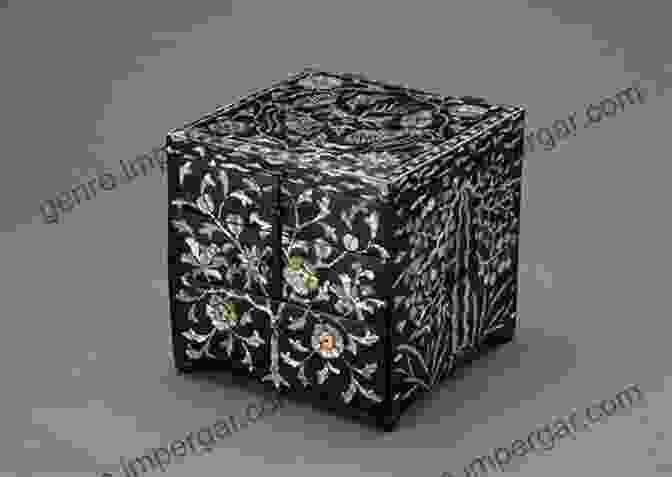 Opulent Korean Lacquerware Chest Adorned With Intricate Mother Of Pearl Inlay, Showcasing The Brilliance Of Traditional Korean Craftsmanship. Korean Antique Furniture Accessories