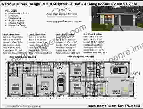 4 Bedroom Dual Family House Plan 2x2 Duplex Floor Plan: Full Architectural Concept Home Plans Includes Detailed Floor Plan And Elevation Plans (Duplex Designs Floor Plans 2031)